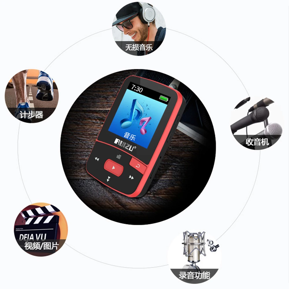 Спортивный Аудио Мини Bluetooth Mp3 плеер, музыкальный аудио Mp 3 Mp-3 с радио цифровым Hi-Fi экраном Fm Flac Usb 8 Гб без потерь