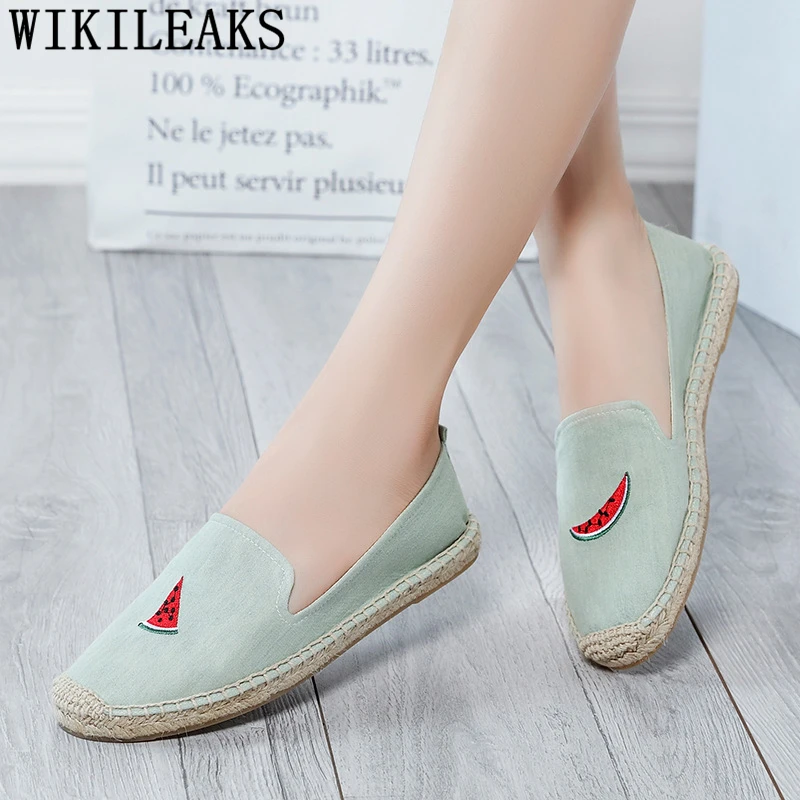 Обувь без шнуровки для Для женщин дамские туфли на плоской подошве Эспадрильи
