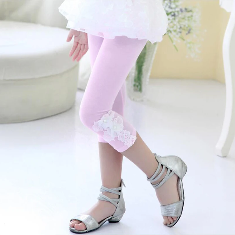 Летние леггинсы для девочек милые облегающие штаны длиной до щиколотки От 3 7 лет