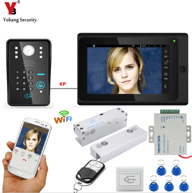 YobangSecurity приложение Управление видеодомофон 7-дюймовый монитор Wi-Fi Беспроводной Видео Домофонные дверной звонок Камера+ дверь блокировка блока питания - Цвет: 705MJS11B9