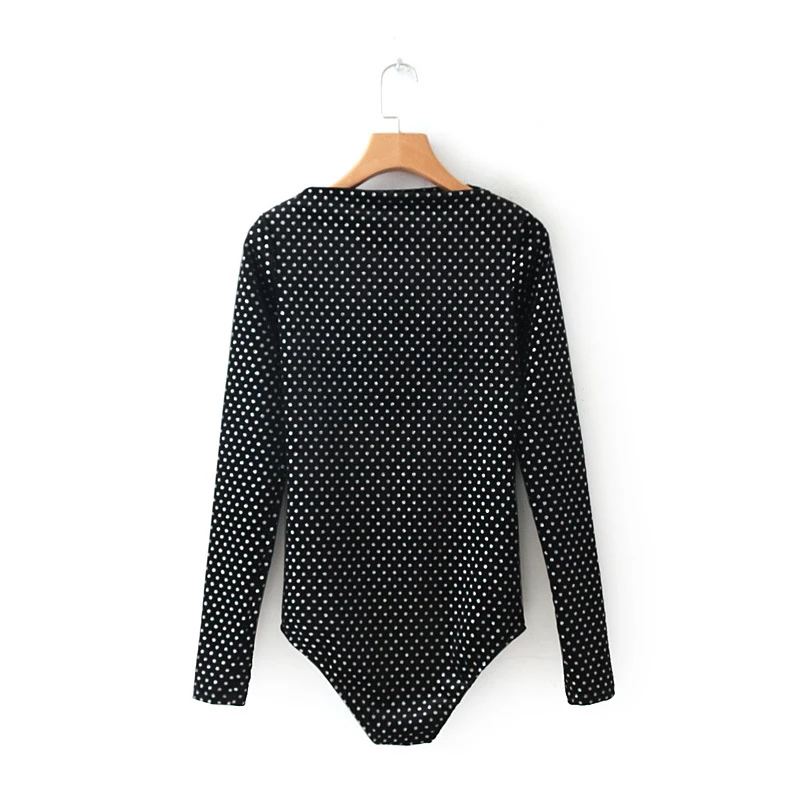 Bella Philosophy 2017 winter women fashion bodysuit rompers velvet black dot mini playsuit hollow out cotton pants | Женская одежда