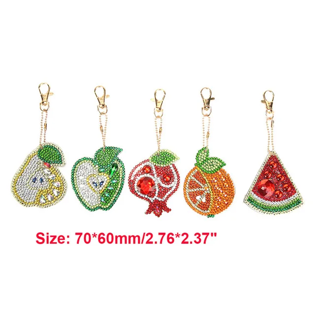 5pcs-fruit 5D DIY Алмазная картина брелок в форме бабочки полная алмазная живопись брелок Вышивка крестом женская сумка брелок - Цвет: 5pcs-fruit
