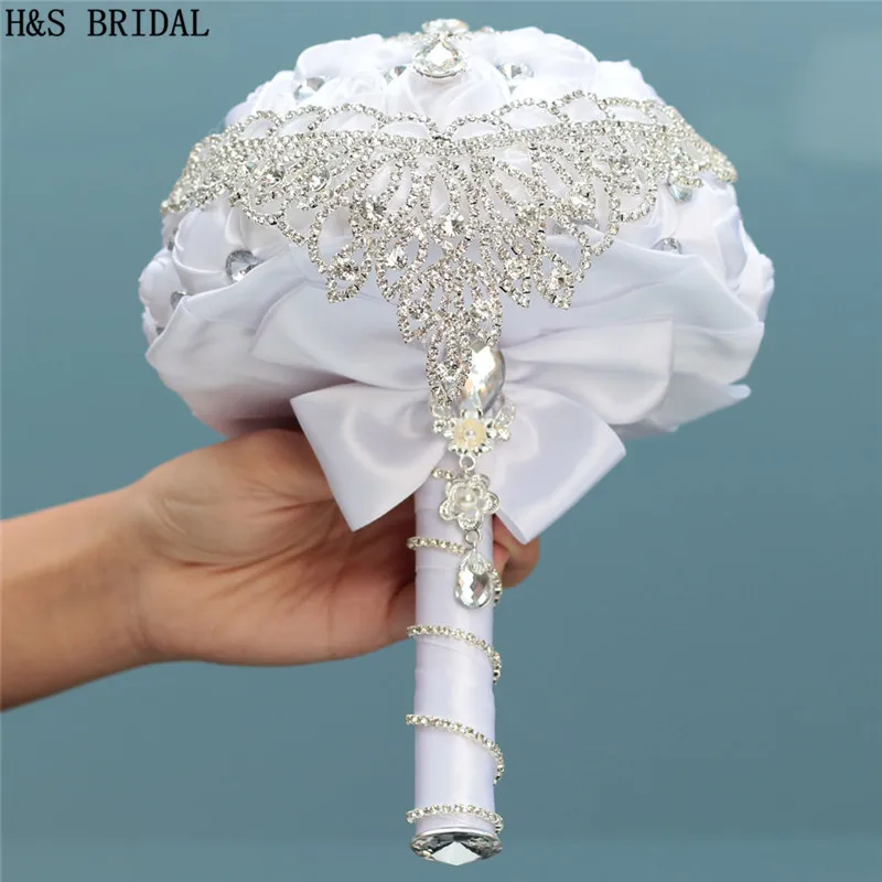 Свадебные цветы H & S Искусственные белые кристаллы в виде короны свадебные букеты