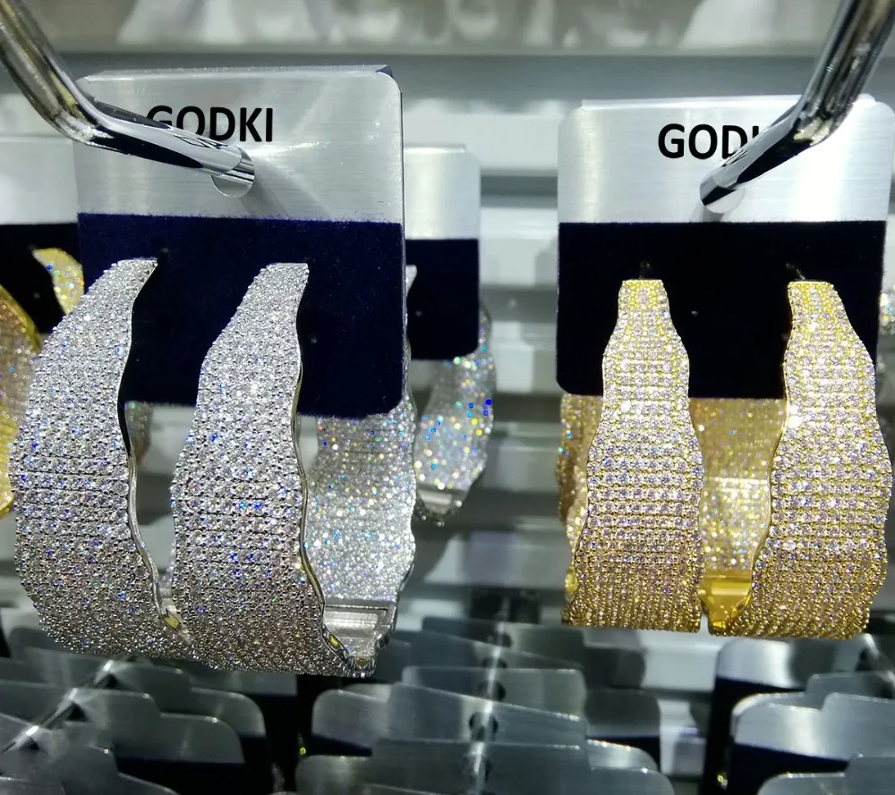 GODKI Роскошные серьги-кольца с геометрическим кубическим цирконием для женщин, большие свадебные серьги в Дубае, ювелирные аксессуары