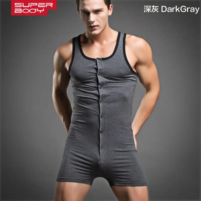 dark gray Сексуальная майка для мужчин, боди, хлопок, lycar, мужской комбинезон, костюм для борьбы, майка, плотный формирователь для геев, экзотические Клубные Комбинезоны - Цвет: dark gray