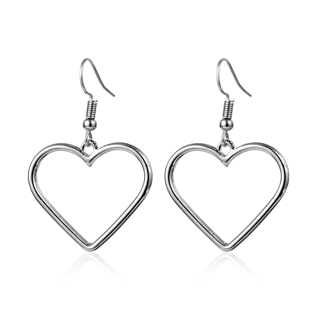 Новые модные крошечные Простые полые металлические серьги в форме сердца для
