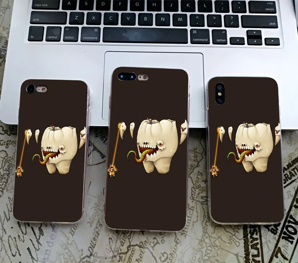 Чехол для определения зубов, зубных зубов для iPhone X, 5 S, 5S, XR, XS, Max, SE, 6, 6 S, 7, 8 Plus, мягкий силиконовый чехол для телефона