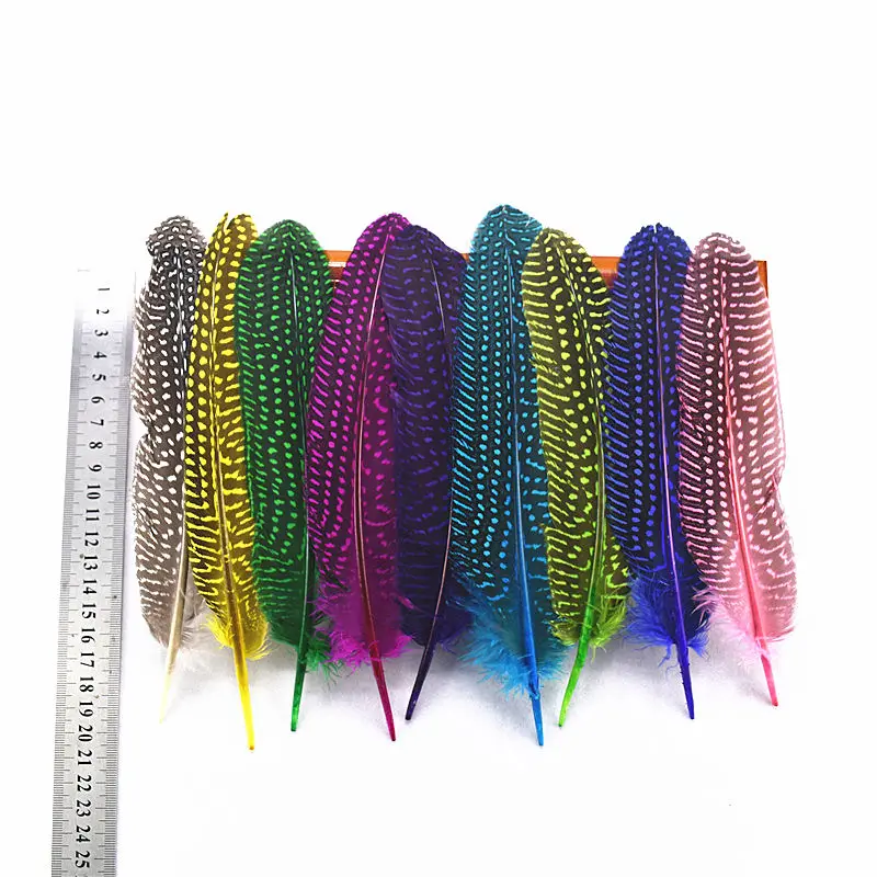 

50pcs wing feathers spotted Guinea fowl plumes 17-22cm diy feathers for jewelry making wedding decoration accessories material