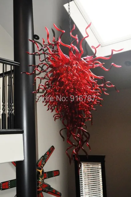 

Free Shipping Mouth Blown Amazing Red Colored Cheap Glass Chandelier Lamp