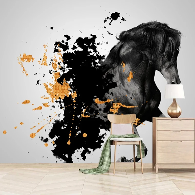 Самоклеящаяся Водонепроницаемая настенная бумага на холсте 3D чернила Черная