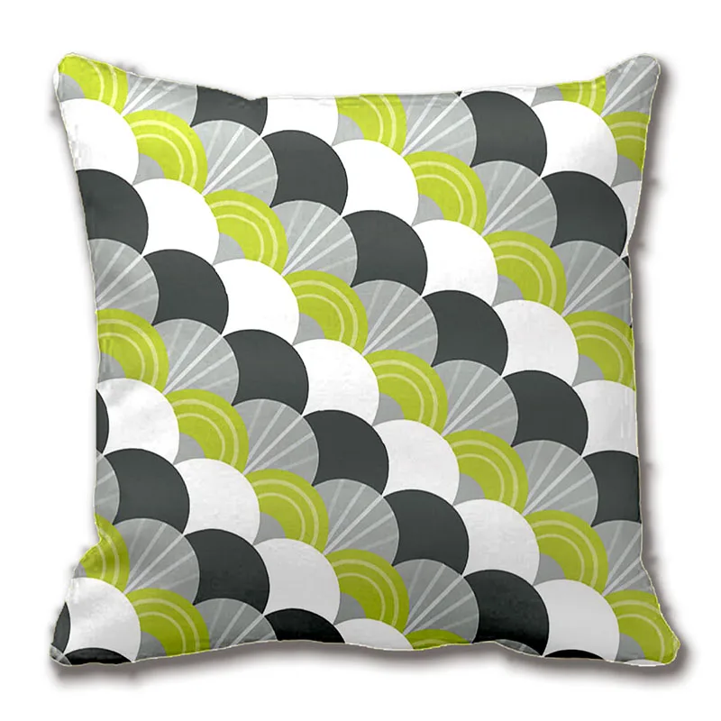 

Modern Scallop Fan Pattern Charcoal Grey Green Throw Pillow Decorative Cushion Cover Pillow Case Customize Gift By Lvsure