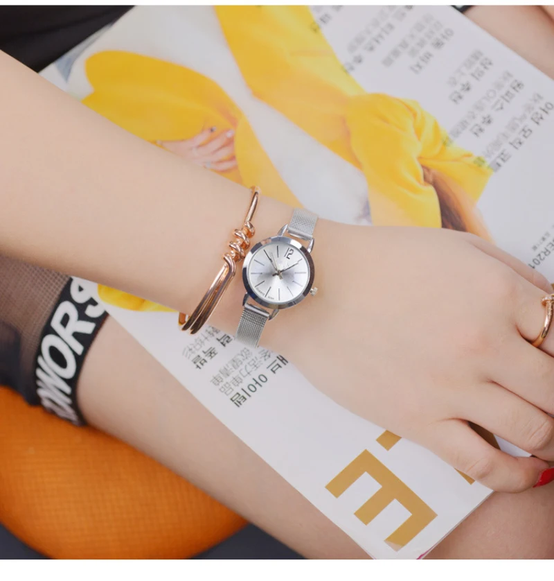 Часы женские кварцевые с сетчатым браслетом из нержавеющей стали | Наручные часы