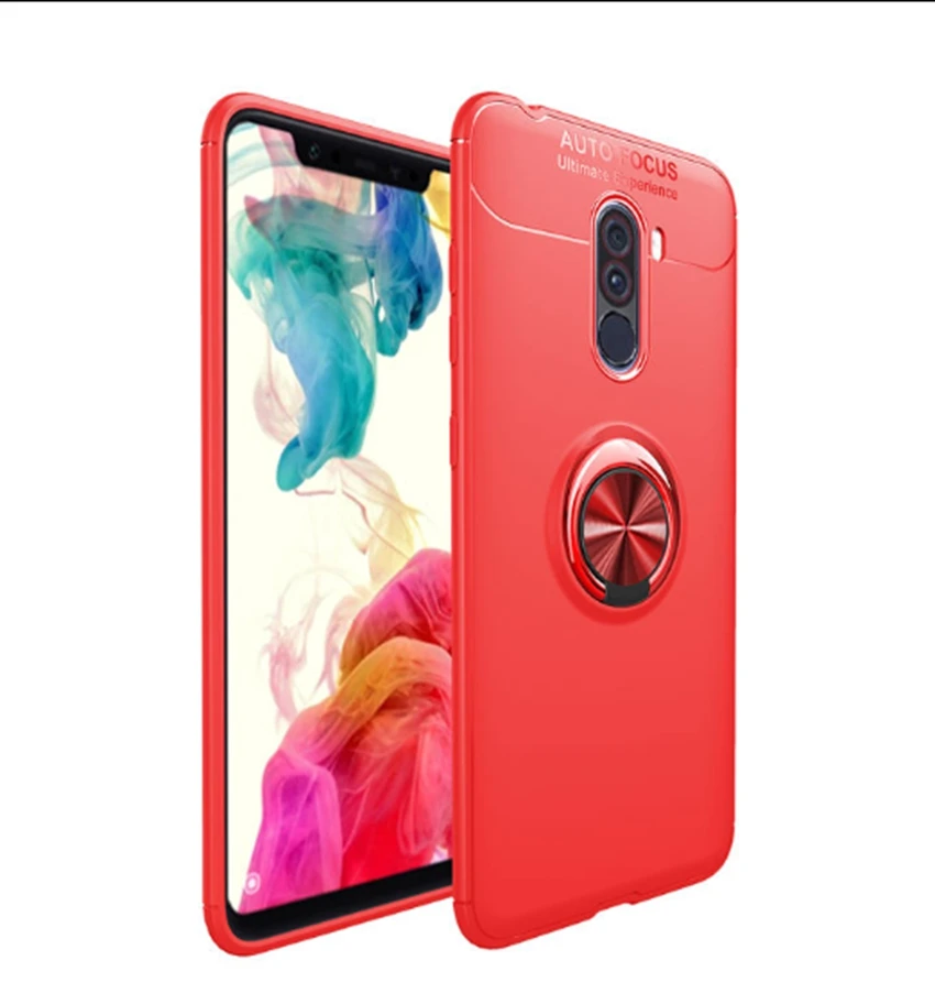 Для Xiaomi Pocophone F1 автомобильный магнитный держатель для колец чехол для Pocophone F1 TPU Автофокус Невидимый палец кольцо гибридный автомобиль Hodeler