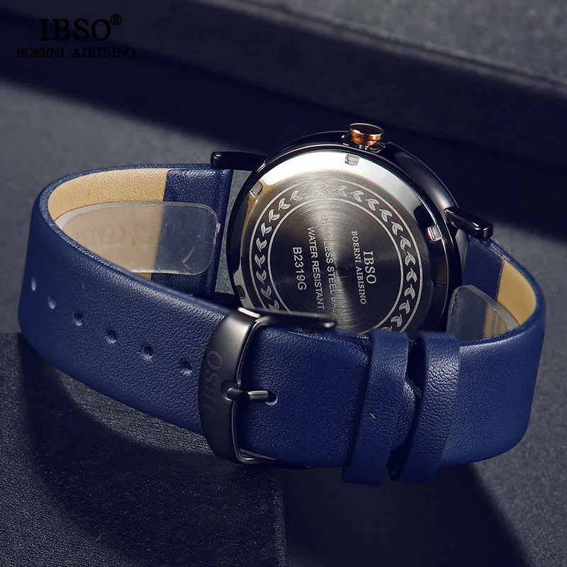 IBSO Роскошные для мужчин s ручные часы Reloj Hombre пояса из натуральной кожи кварцевые
