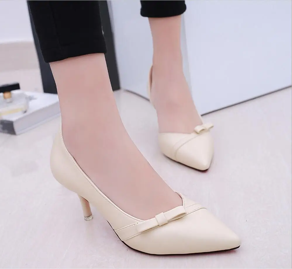 Продавать новые бантом туфли на высоком каблуке chaussure с мелкая рот штраф острыми