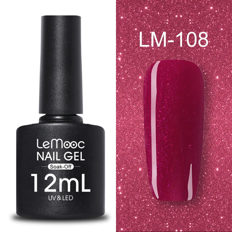 LM-108 LEMOOC, 12 мл, Цветной Гель-лак для ногтей, блестки, блестки, полуперманентный замачиваемый лак, УФ-гель, сделай сам, Гель-лак для ногтей - Цвет: LM-108