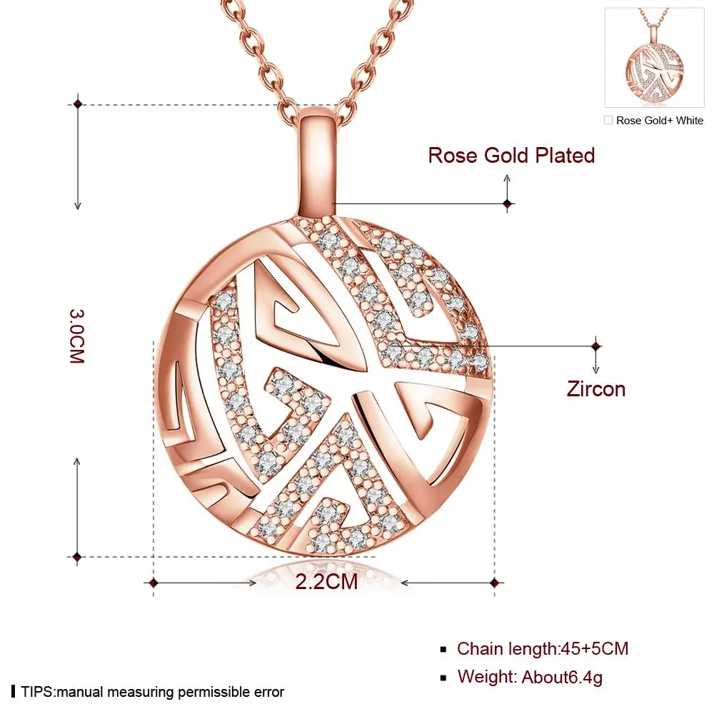 Kemstone AAA Zircon Round Pendant Fashion Jewelry Rose Gold Color Necklace Gift for Women | Украшения и аксессуары