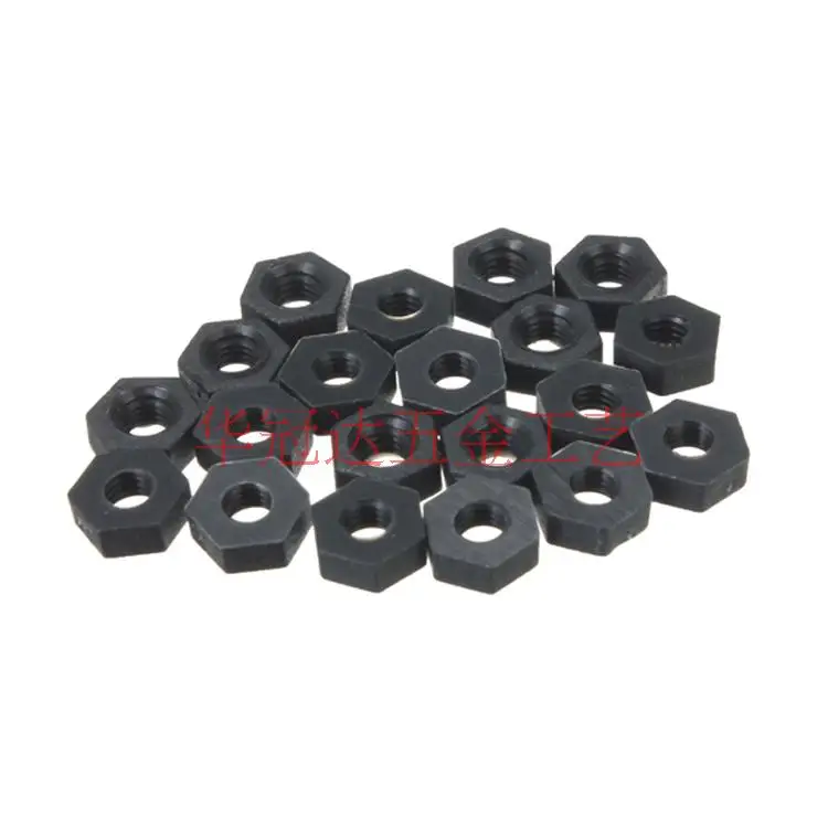 

100pcs/lot M3 M2.5 M3 M4 M5 M6 m8 M10 M12 M14 M16 plastic nylon black hex allen nuts thread insulation hardware fasteners 68