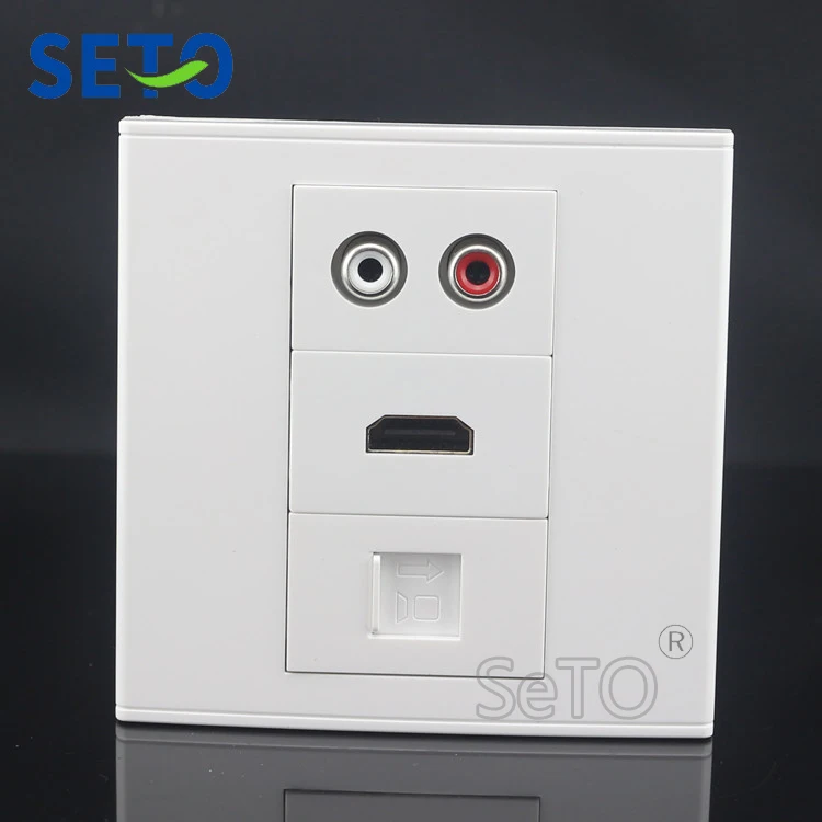 SeTo 86 Тип красный и белый аудио + HDMI Gigabit Cat6 сетевая настенная пластина гнездо Keystone