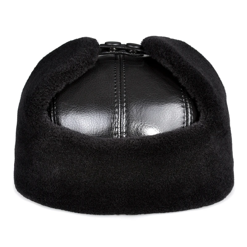 Aorice Genuine Real Leather Men's Bomber Hats Earlflap Foldable Russian Winter Warm Fur Earmuffs Caps Gorro Aviador HL174-F
