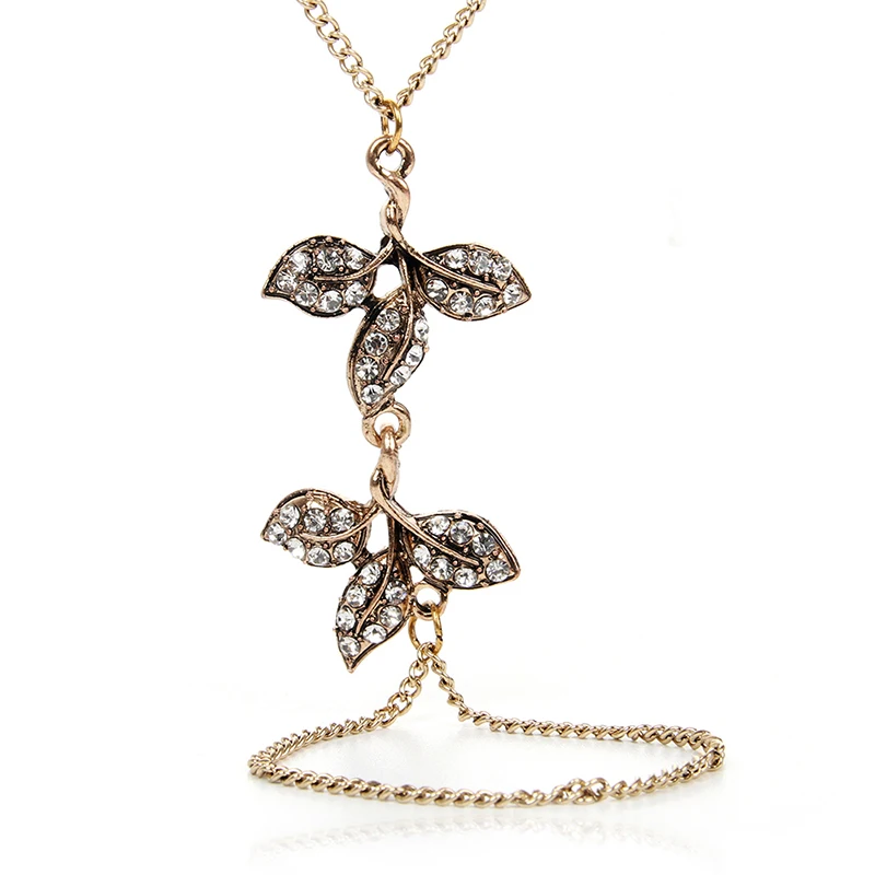 Женский браслет с цепочкой золотистый в форме листьев 2017 | Украшения и аксессуары