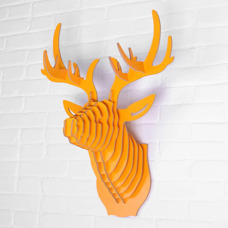 Деревянная голова оленя для украшения стен креативная деревянная животного в