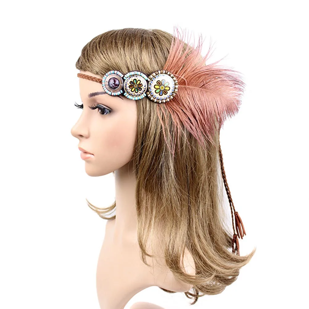 1PC Fashion Retro Feather Flapper Headpiece Party Rope Prom Headband Hair Band Headdress | Украшения и аксессуары