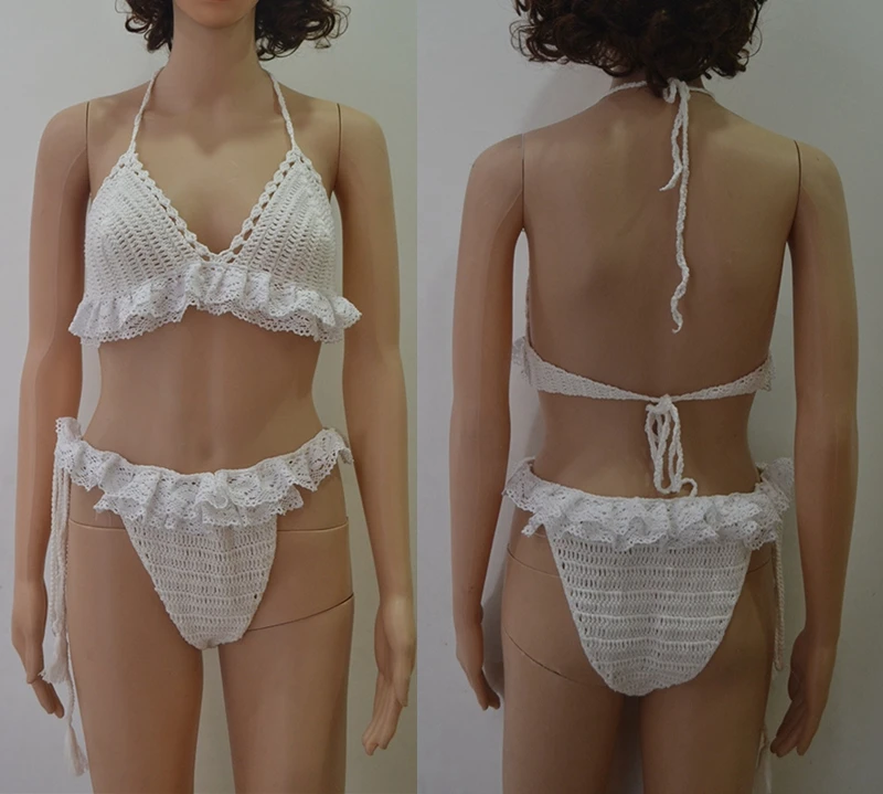 Винтажный комплект бикини ручной работы женский купальник сексуальный с лямкой