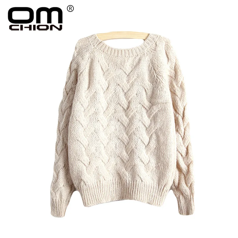OMCHION Pull Femme Winter 2018 Autumn O Neck Oversized Knitted Mohair Sweater Women Long Sleeve Twist Slim Korean Pullover LS24 | Женская
