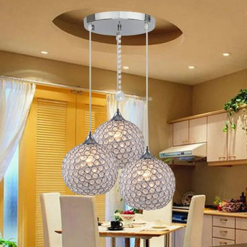 Современная Потолочная люстра с 3 светильниками и хрустальными шариками