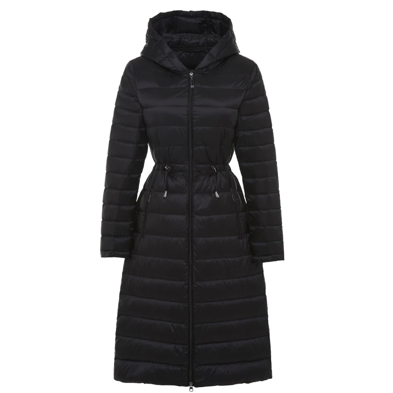 Женская длинная невесомая куртка светильник Кая стеганая с капюшоном зимнее