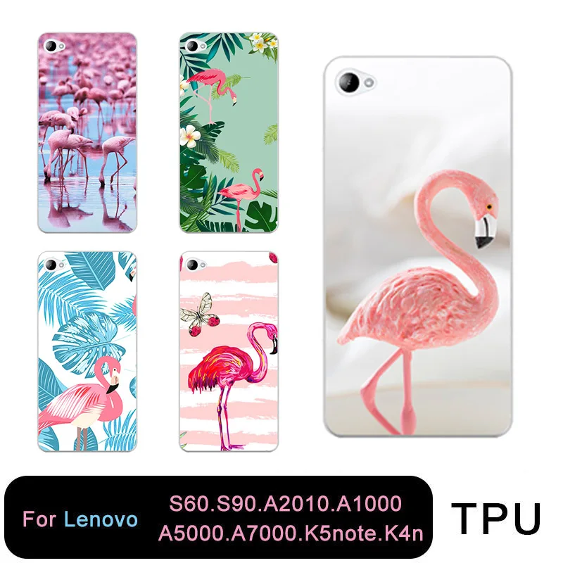 ТПУ прозрачный чехол для телефона lenovo S60 S90 A2010 a1000 a5000 a7000 k5note k4note яркого Фламинго