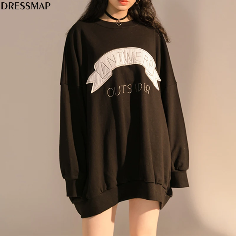 Dressmap 2017 Для женщин oversize-свитшот череп Вышивка уличной моды Толстовки Прохладный