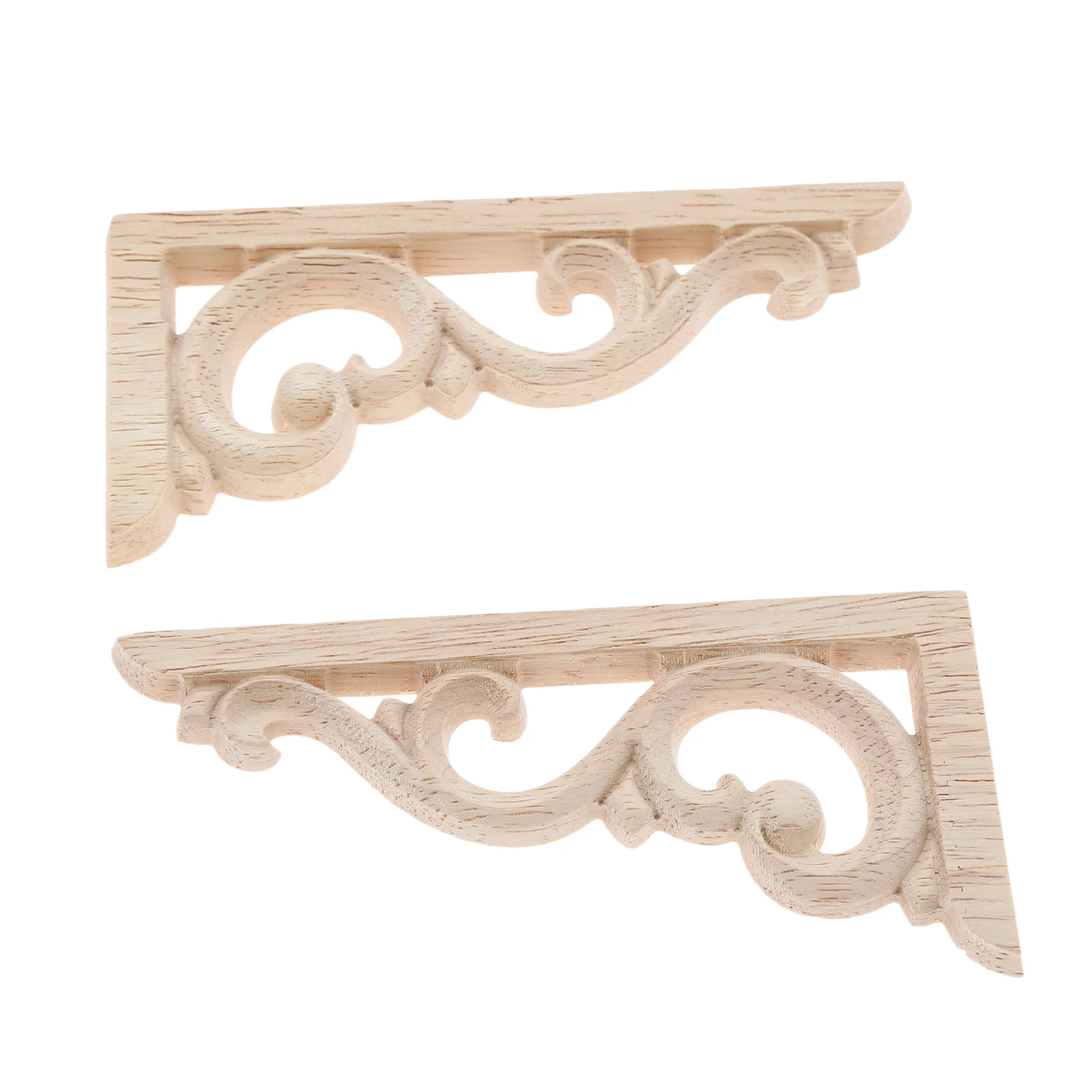 4Pcs 12*6cm Floral Wood Carved Decal Corner Appliques Frame Wall Furniture Woodcarving Decorative Wooden Figurines Crafts | Дом и сад