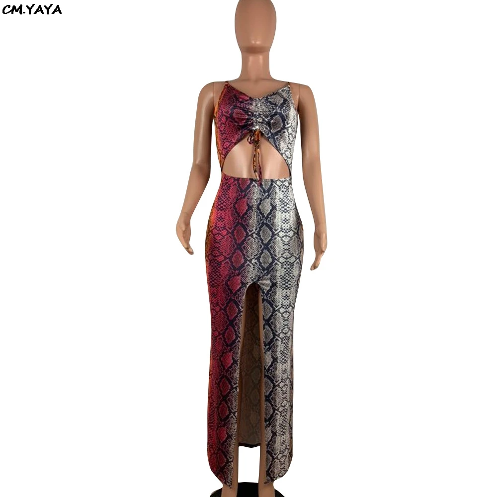 2019 для женщин Новинка лета цветные принт змеиной кожи на тонких бретелях с v