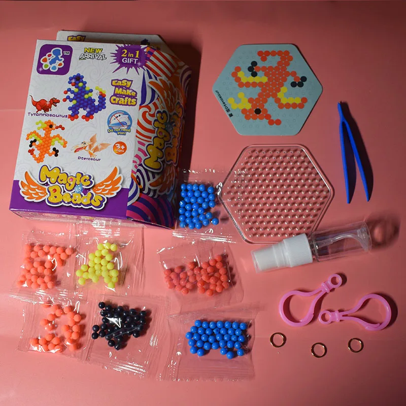 Tyrannosaurus 2 in 1 Водные бусины игрушка перлер Pegboard для детей DIY самолет и автомобиль набор термо-мозаика головоломка водные бусины развивающие игрушки новинка - Цвет: Tyrannosaurus 2 in 1