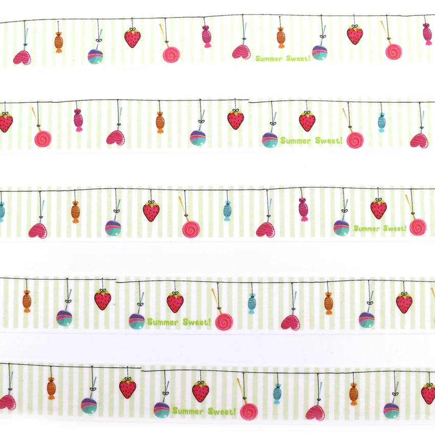 1PCS Creative kawai Candy Strawberry Washi Tape DIY Decorative Color Paper Office Adhesive Stationery Masking Sticker | Канцтовары для
