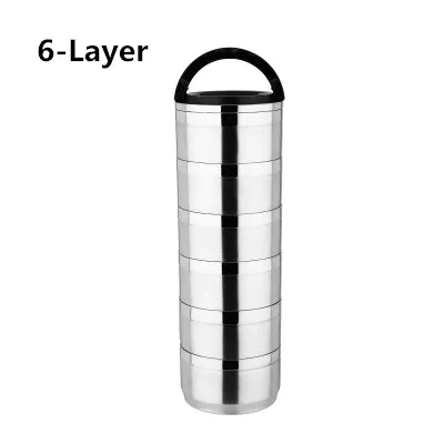 6-Layer Высокое качество 304 нержавеющая сталь Ланч-бокс для детей для пикника многослойный Бенто-бокс кухонный пищевой контейнер Теплоизоляционный Ланч-бокс - Цвет: 6-Layer