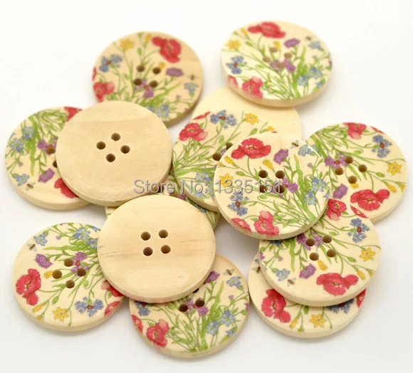 

Free shipping -30 Flower 4 Holes Wood Buttons Scrapbooking 30mm (E15343)