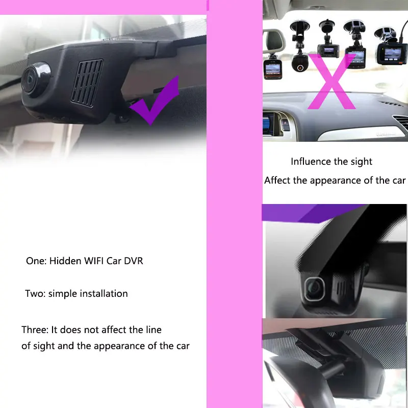 Автомобильный мини видеорегистратор Jiluxing с Wi Fi 1080P две камеры двумя объективами