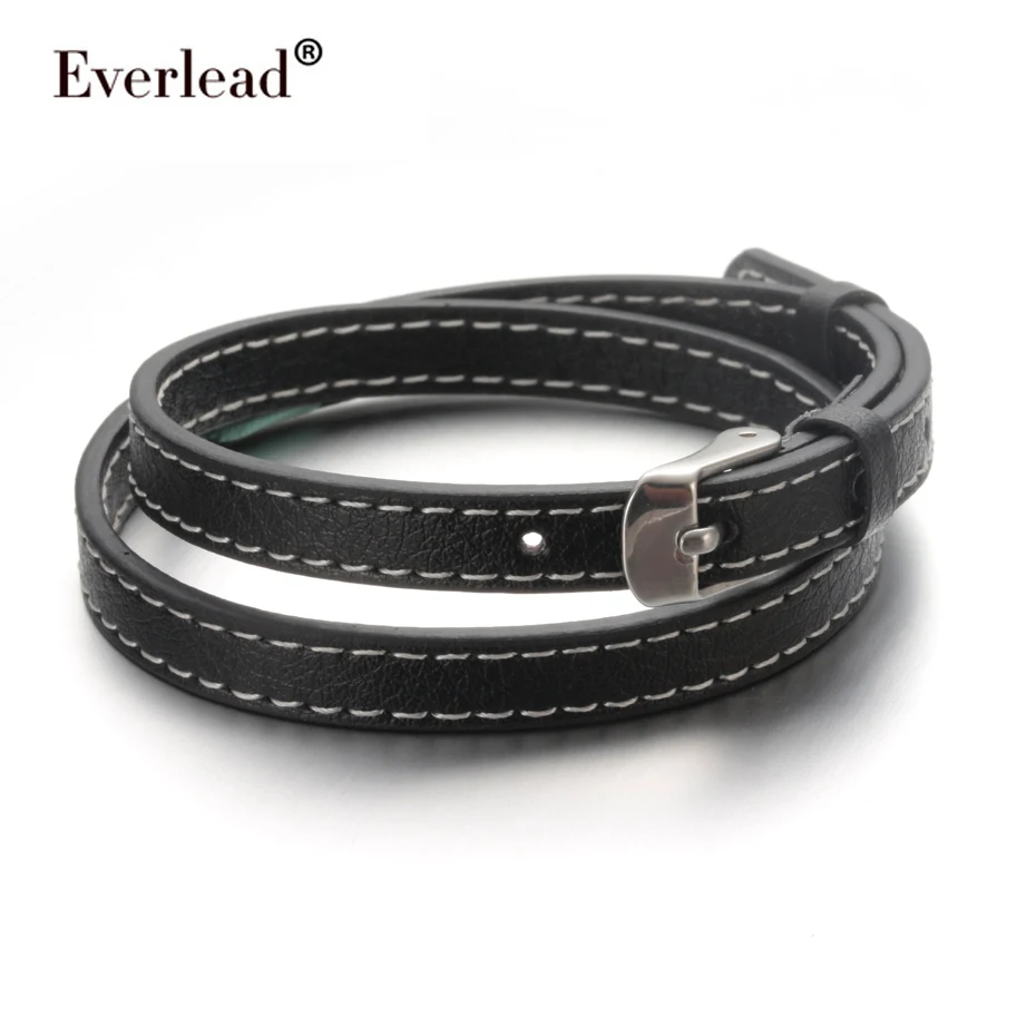 Кожаный браслет EVERLEAD OL с двойным ремнем для мужчин 14-16 дюймов из натуральной кожи