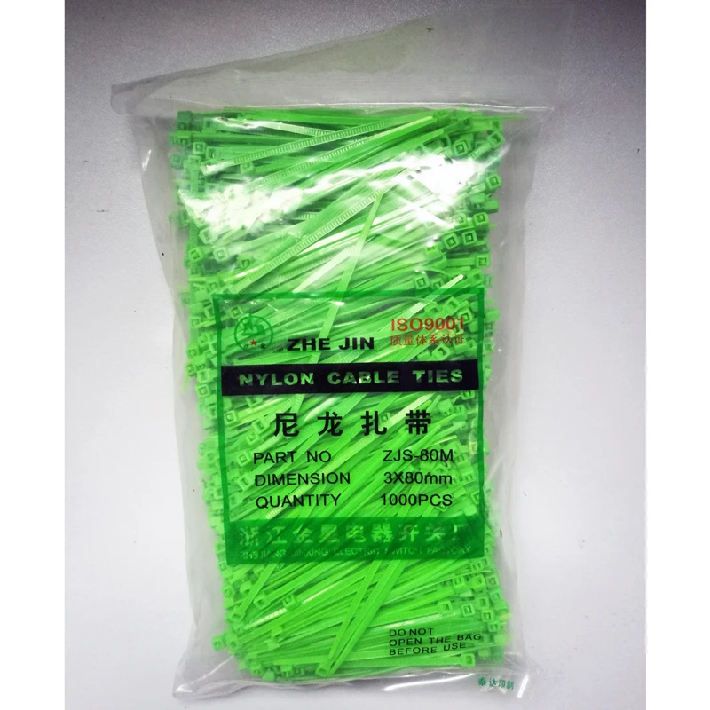 ZHEJIN (1000 шт) ZJ 3 * 80 (3 2 &quotX18lbs) цветной нейлоновый пластик с застежкой молнией обмотка