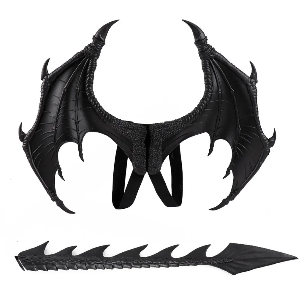 Black Cosplay How to Train Your Dragon costume props kids adult black demon dragon vampire wings mask halloween carnival purim props - Цвет: Black