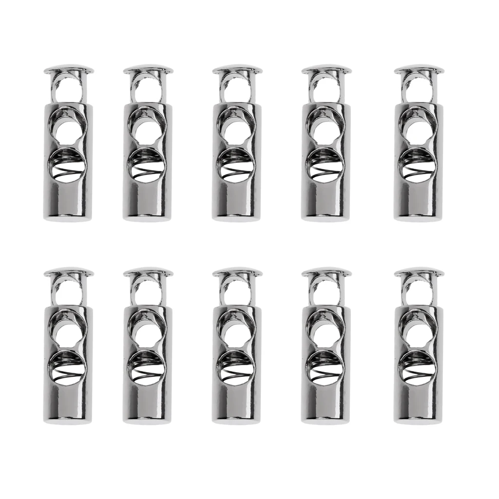 10 шт. Металлический Двойной баррель шнур блокировки Draw String Toggle Stopper Cordlocks Silver | Дом