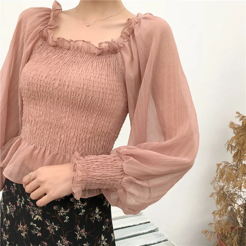 Сексуальная Slash шеи с открытыми плечами топы Модные женские и блузки 2021 шифоновая