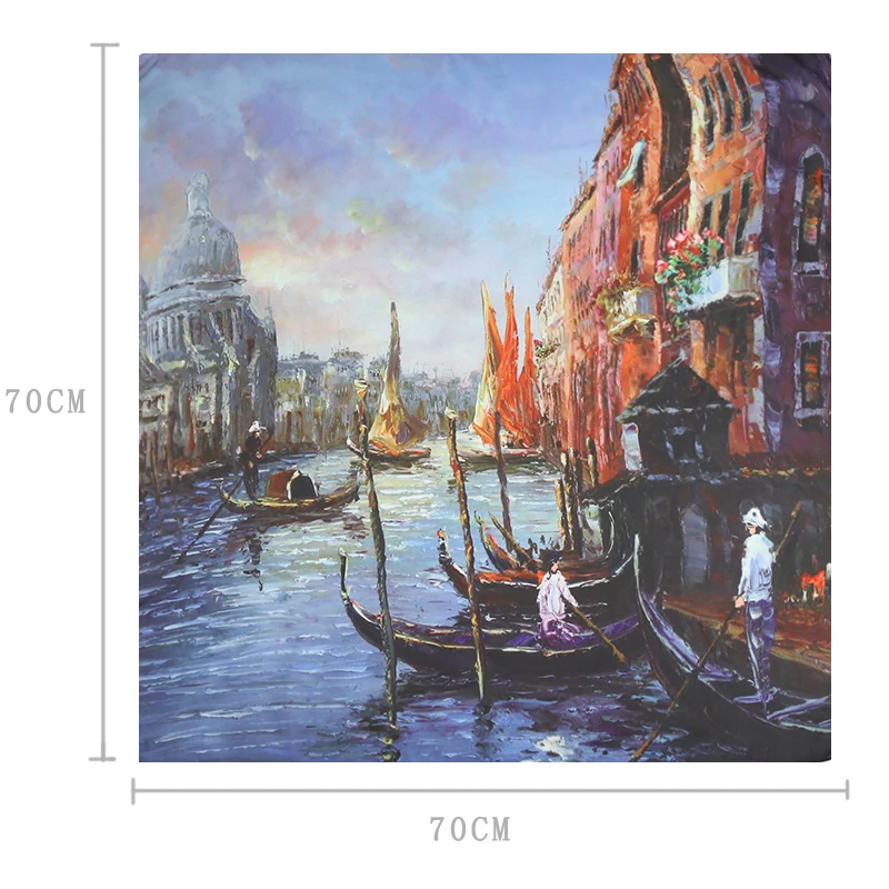 

Kerchief Silk Scarf Head Scarf Scarves Women Scarf Riverside Oil Painting Spring Summer Hot Sale Hair Scarf Tie New Print 70*70