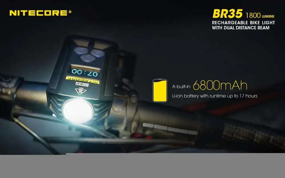 NITECORE BR35 велосипед светильник с двумя типами света OLED Перезаряжаемые