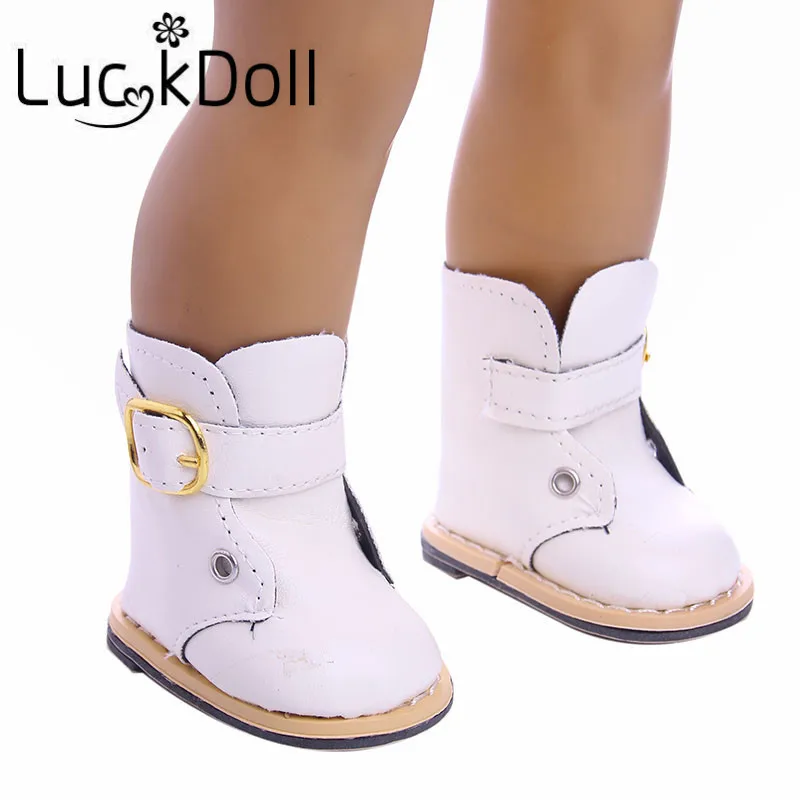 LUCKDOLL 4 цвета Высококачественная Длинная кожаная обувь для кукол размером 18