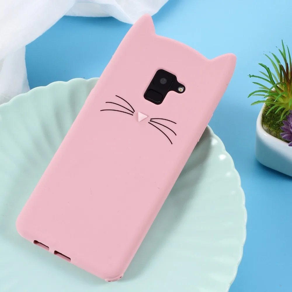 Прекрасный чехол для телефона samsung Galaxy A8 + 2018 3D усы Cat Силиконовые крышки корпуса