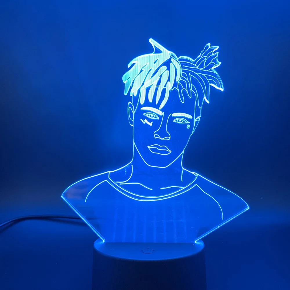 3d светодиодный Ночной светильник, певица XXXTentacion, фигурка, ночной Светильник для детской комнаты, декоративный светильник Jahseh Dwayne Onfroy, лампа 3D